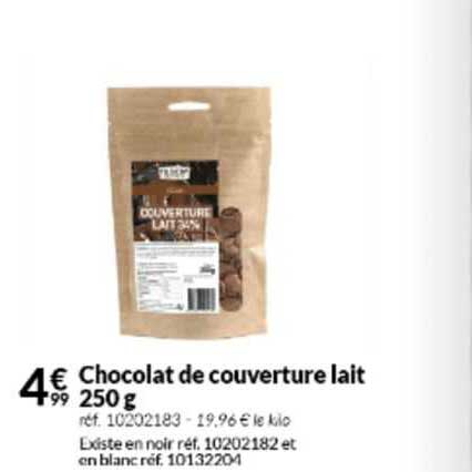 chocolat de couverture lait 250g