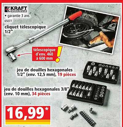 cliquet télescopique 1/2" kraft werkzeuge