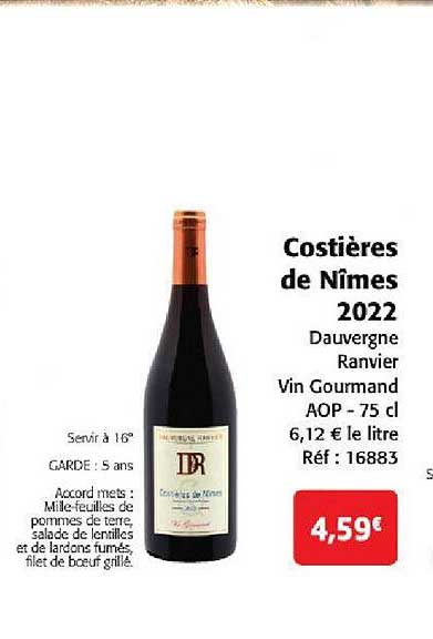 costières de nîmes 2022 dauvergne ranvier vin gourmand aop