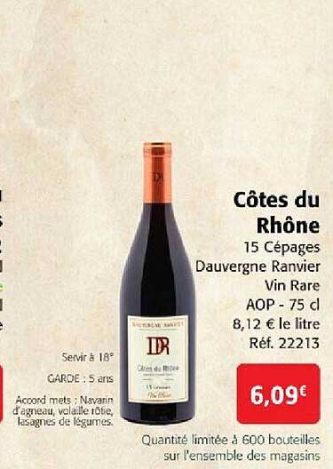 côtes du rhône 15 cépages dauvergne ranvier vin rare aop