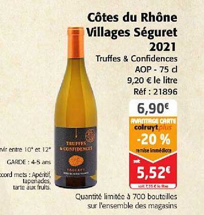 côtes du rhône villages séguret 2021 truffes & confidences