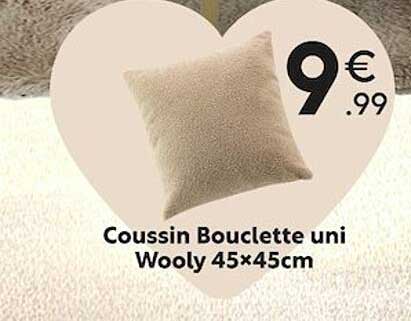 coussin bouclette uni wooly 45 x 45 cm
