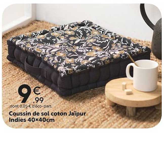 coussin de sol coton jaïpur indies 40x40 cm