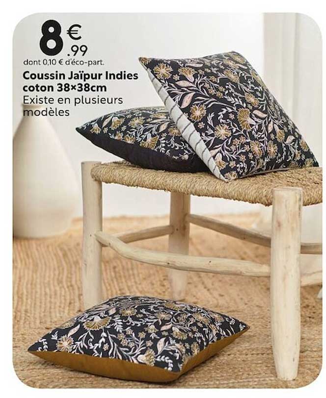 coussin jaïpur indies coton 38x38 cm
