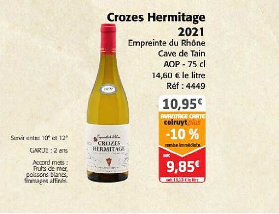 crozes hermitage 2021 empreinte du rhône cave de tain
