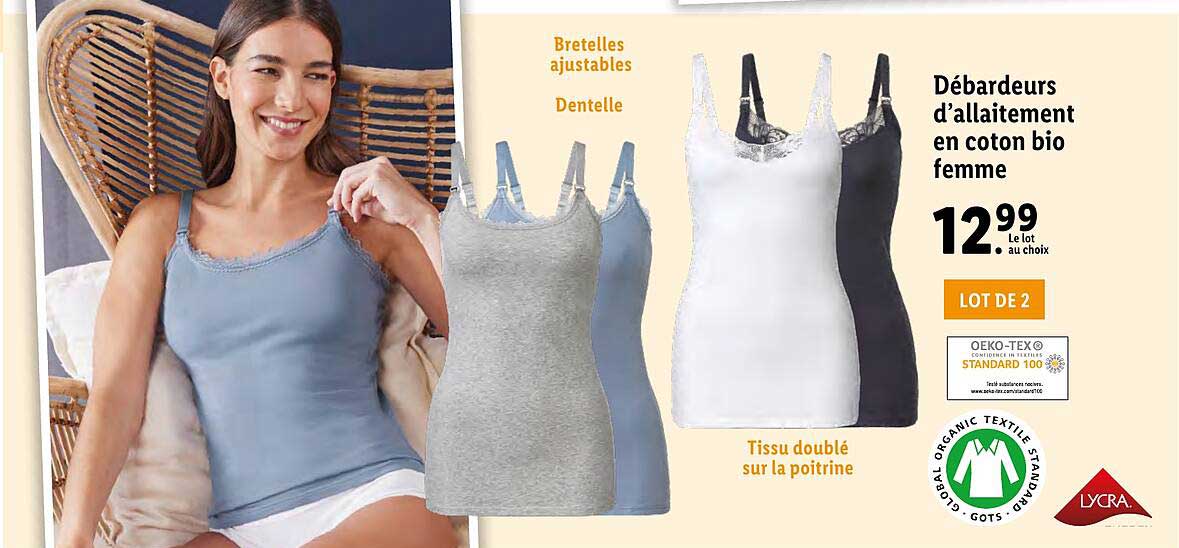 débardeurs d'allaitement en coton bio femme
