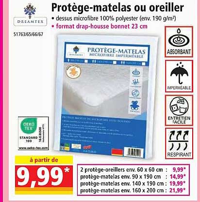 dreamtex protège-matelas ou oreiller