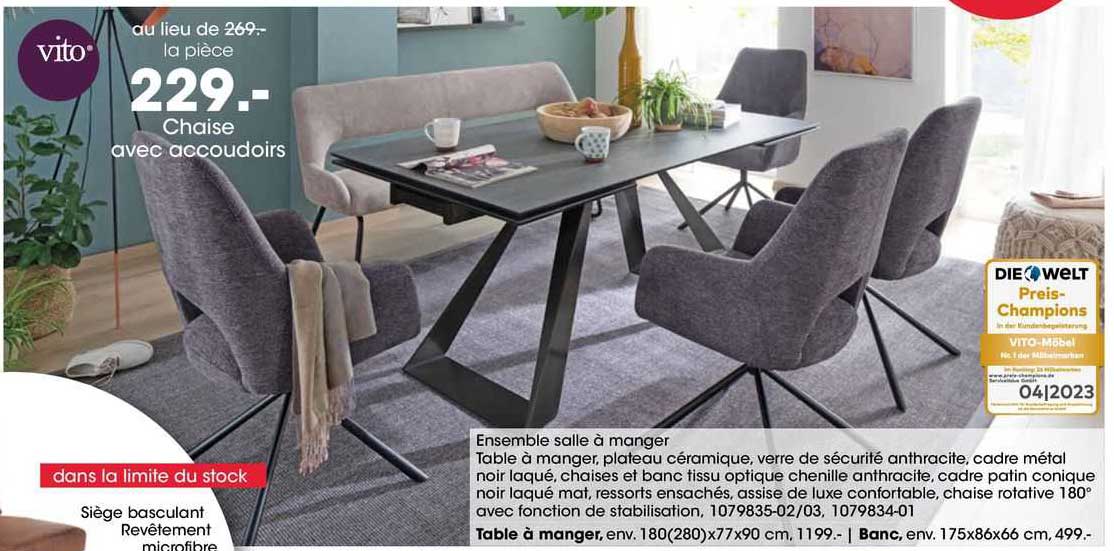 ensemble salle à manger vito