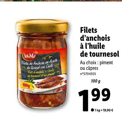 Filets D'anchois à L'huile De Tournesol