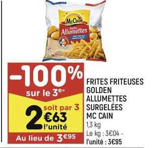 frites friteuses golden allumettes surgelées mc cain