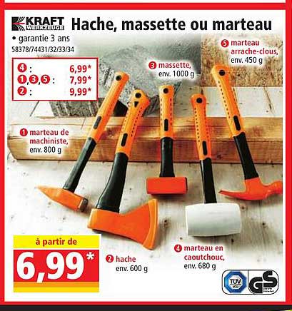 hache, massette ou marteau kraft werkzeuge