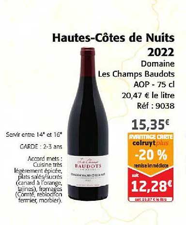 hautes-côtes de nuits 2022 domaine les champs baudots aop
