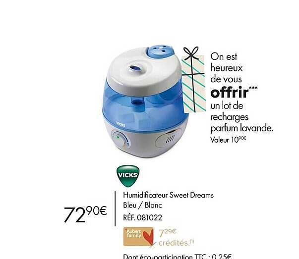 humidificateur sweet dreams bleu / blanc vicks