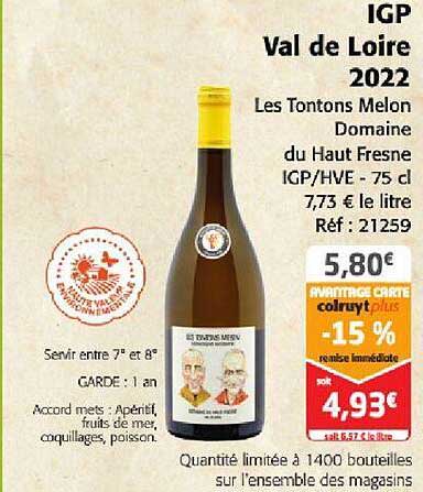 igp val de loire 2022 les tontons melon domaine du haut fresne