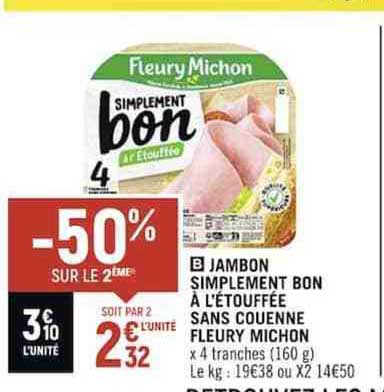 jambon simplement bon à l'étoufée sans couenne fleury michon