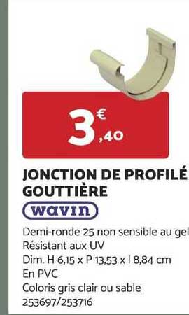 jonction de profilé gourttière wavin