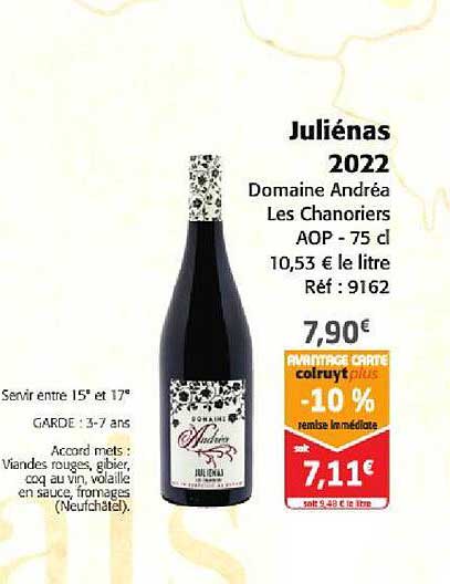 juliénas 2022 domaine andréa les chanoriers aop