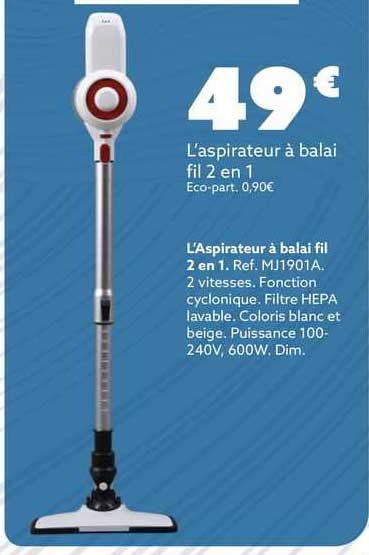 l'aspirateur à balai fil 2 en 1