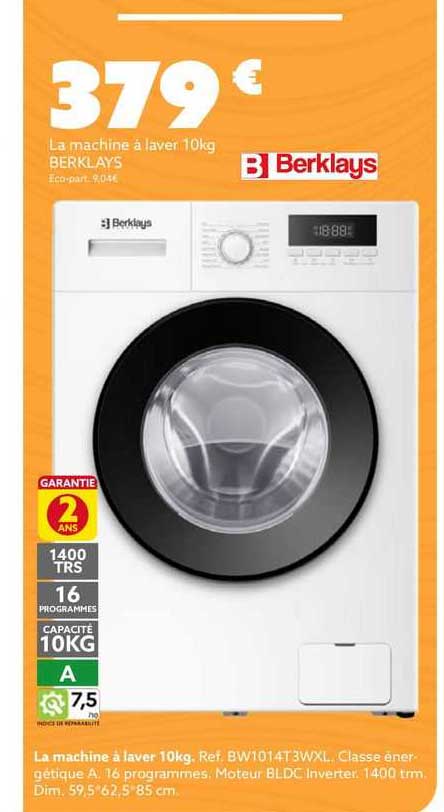La Machine à Laver 10 Kg Berklays