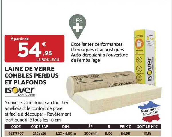 laine de verre comble perdus et plafonds isover