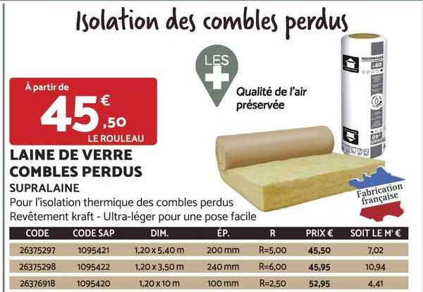 laine de verre combles perdus