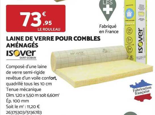 laine de verre pour combles aménagés isover