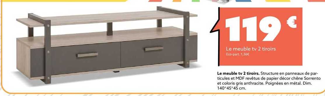 Le Meuble Tv 2 Tiroirs
