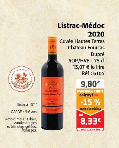 listrac-médoc 2020 cuvée hautes terres château fourcas dupré