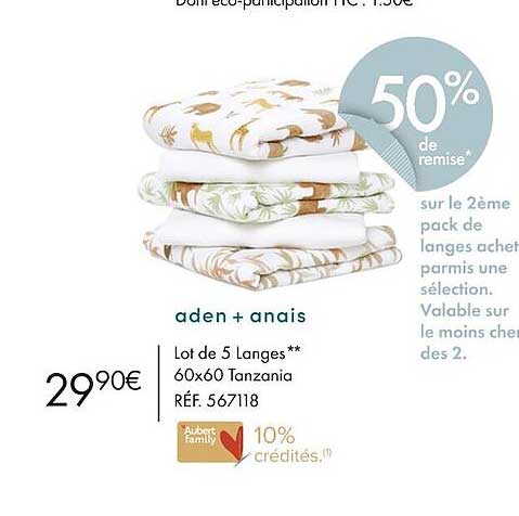 lot de 5 langues 60 x 60 tanzania aden + anaïs