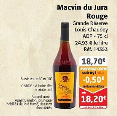 macvin du jura rouge grande réserve louis chaudoy aop