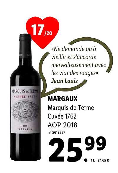 Margaux Marquis De Terme Cuvée 1762 Aop 2018