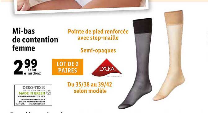 mi-bas de contention femme