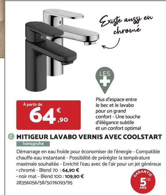 Mitigeur Lavabo Vernis Avec Coolstart Hansgrohe