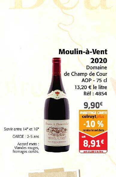 moulin-à-vent 2020 domaine de champ de cour aop