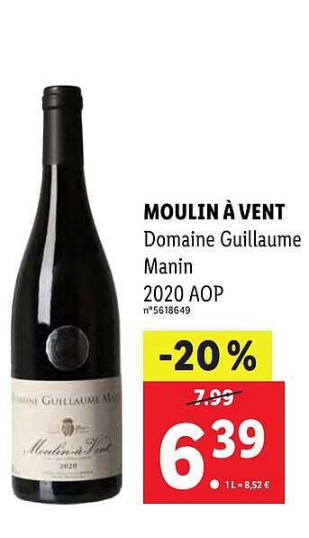 moulin à vent domaine guillaume manin 2020 aop