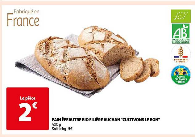 pain épeautre bio filière auchan "cultivons le bon"