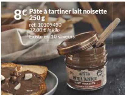 pâte à tartiner lait noisette 250g