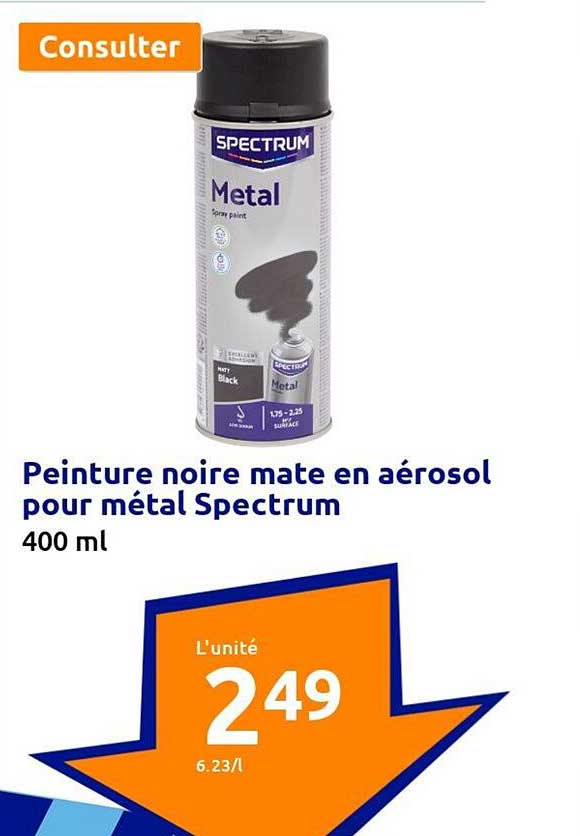 Peinture Noire Mate En Aérosol Pour Métal Spectrum