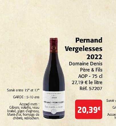 pernandd vergelesses 2022 domaine denis père & fils aop