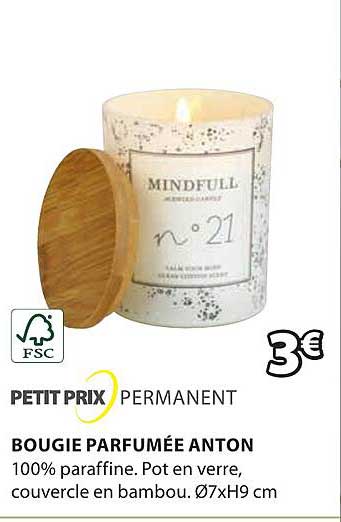 petit prix permanent bougie parfumée anton