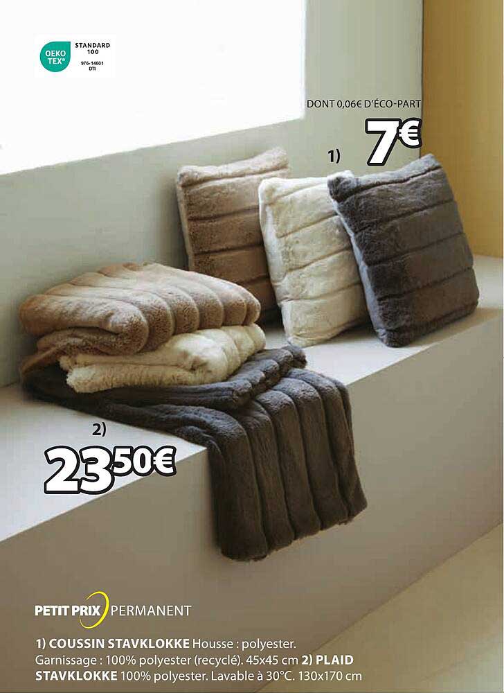 petit prix permanent coussin ou plaid stavklokke