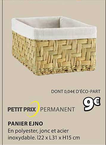 petit prix permanent panier ejno