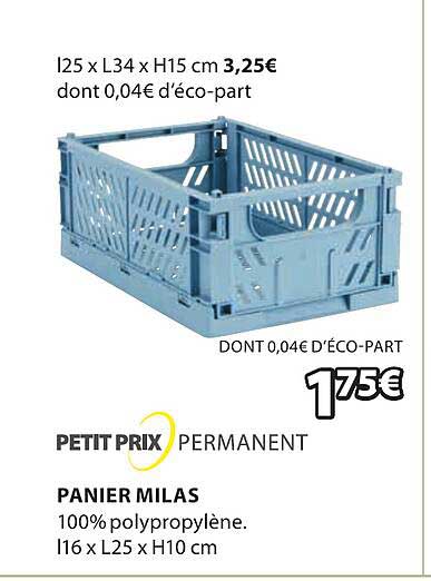petit prix permanent panier milas