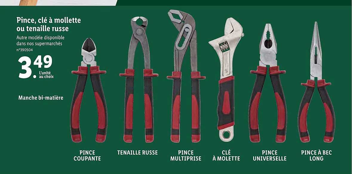 pince, clé à molette ou tenaille russe