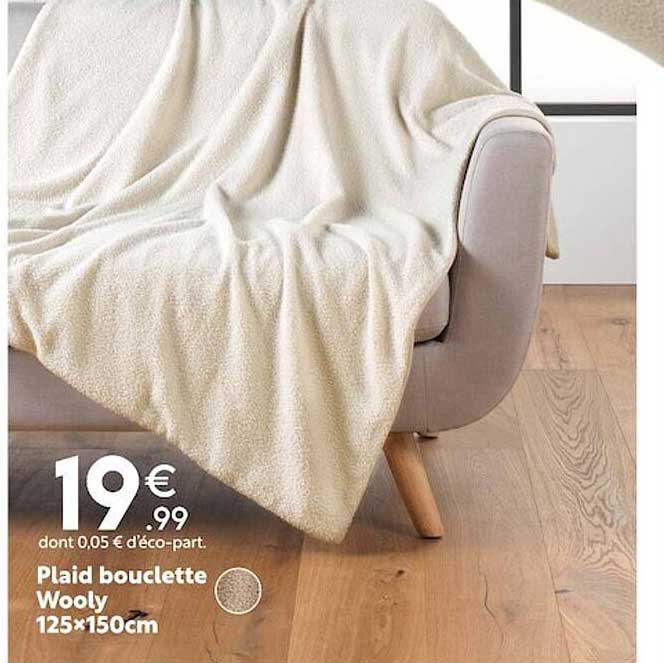 plaid bouclette wooly 125 x 150 cm