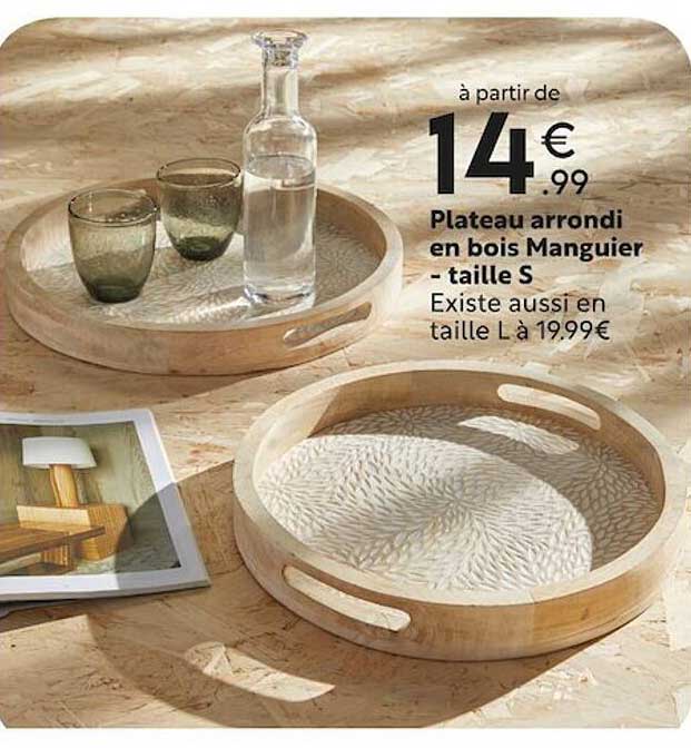 plateau arrondi en bois manguier - taille s