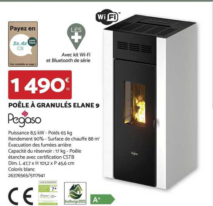 poêle à granulés elane 9 pegaso