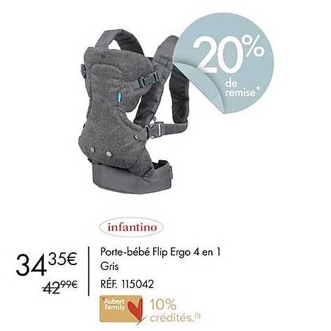 porte-bébé flip ergo 4 en 1 gris infantino