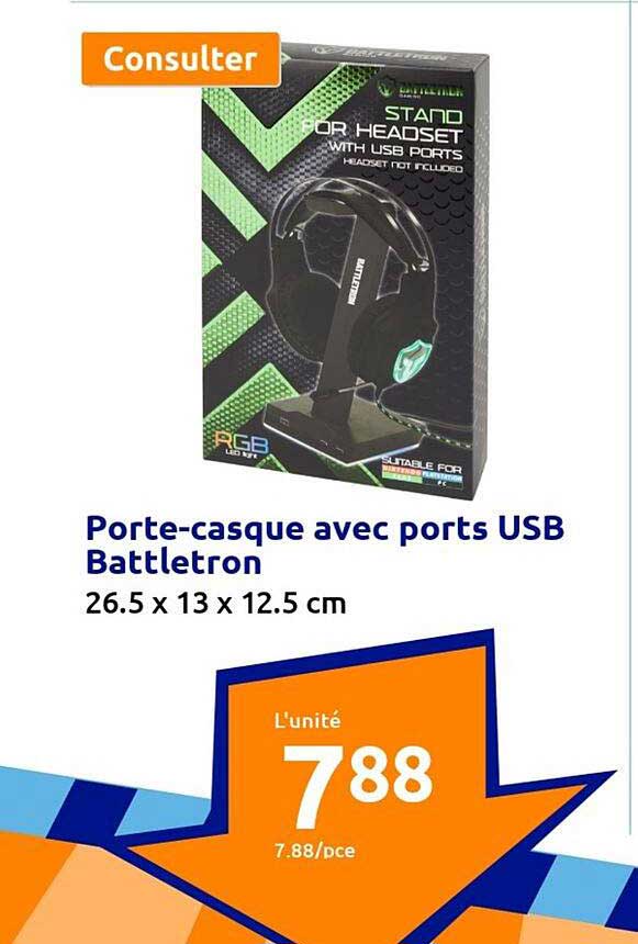 porte-casque avec ports usb battletron