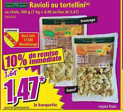 ravioli ou tortellini villa gusto